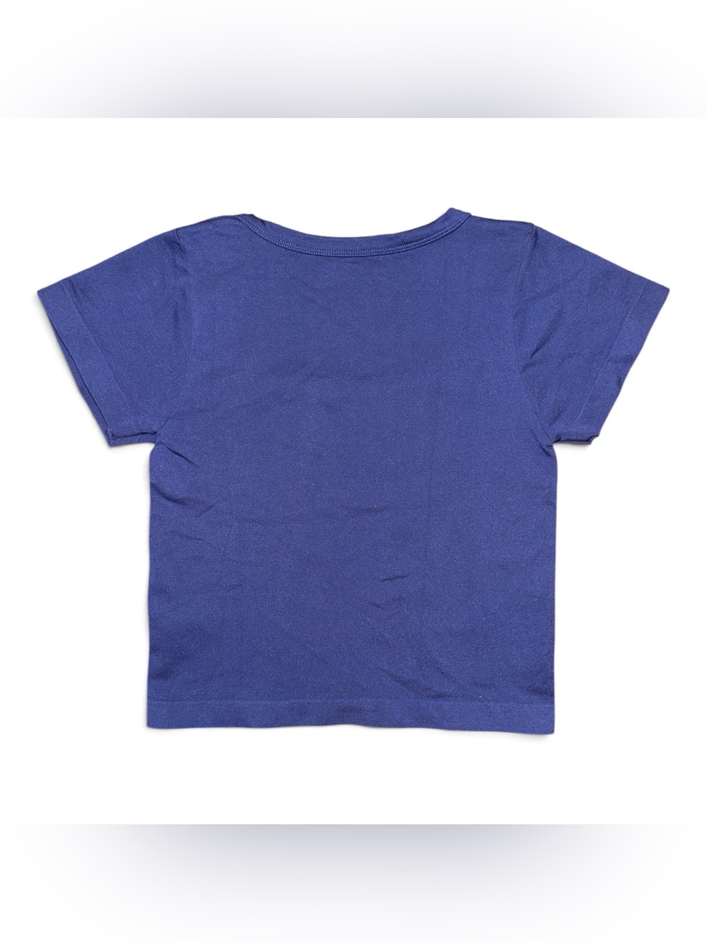 New Mix Short Sleeve Scoop Neck Crop Top in Royal Blue - Picture 2 of 5